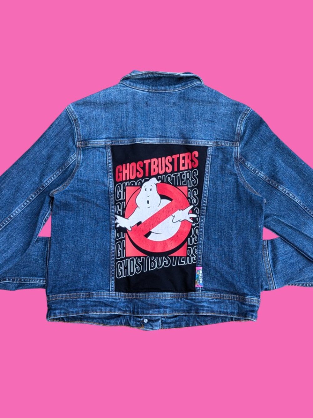 Ghostbusters Upcycled T-Shirt Denim Jacket Size M for Kids